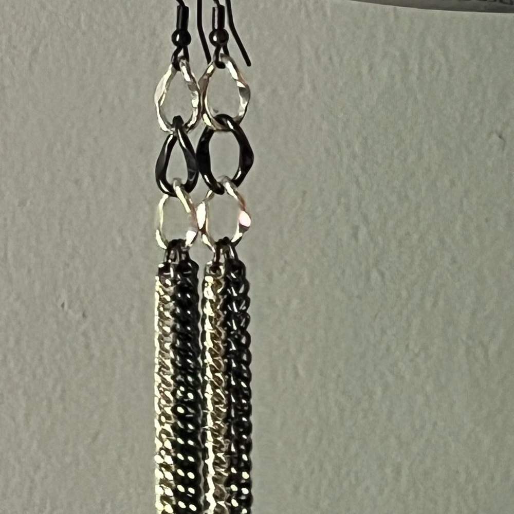 Elegant Silver and Black Dangle Earrings
